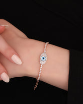 2 mm Tennis Chain Evil Eye Bracelet, Tennis Bracelet, Protection Jewelry, Gift For Mother